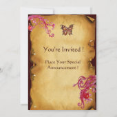 バタフライ エレガント ウェディング パーチメント モノグラム 招待状 (裏面)