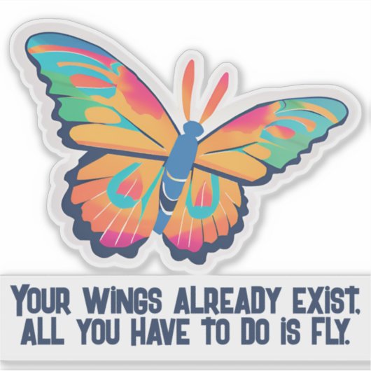 バタフライ – カスタム引用文シール シール (正面)