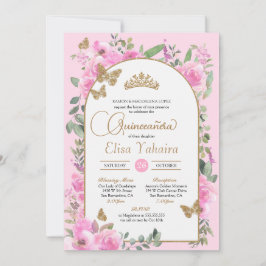 バタフライ キンセアニエラ ピンク 水彩 花 招待状