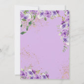 バタフライ キンセニョーラ パープル ウォーターカラー フラワーズ イン 招待状 (裏面)