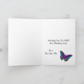 バタフライ&グリーンストライプの誕生日カード カード (内部)