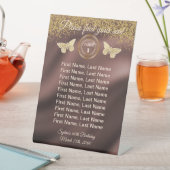 バタフライ ゴールド グリッター、ホイル テーブル ナンバー サイン (インサイチュ)