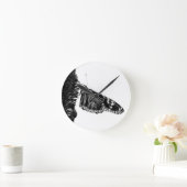 バタフライ・シャイ・ブラック ラウンド壁時計 (ホーム)
