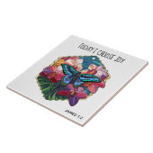 バタフライ、ジェームズ1:2からのWバース タイル (側面)