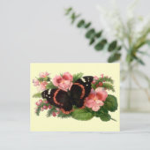 バタフライ&スイートピーフローラガーデンギフトデザイン ポストカード (スタンド正面)