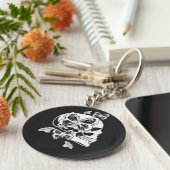 バタフライ&スカルボタンキーチェーン キーホルダー (側面)