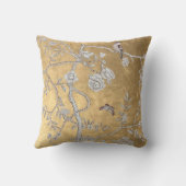 バタフライ&スパローゴールデンオリエンタルガーデンシーン クッション (裏面)