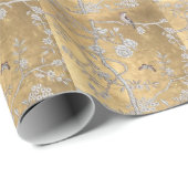 バタフライ&スパローゴールデンオリエンタルガーデンシーン ラッピングペーパー (ロールコーナー)