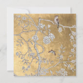 バタフライ&スパローゴールデンオリエンタルガーデンシーン 招待状 (裏面)