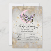 バタフライ セレスチャル ムーン スターズ ベイビー シャワー 招待状 (正面)