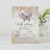 バタフライ セレスチャル ムーン スターズ ベイビー シャワー 招待状 (スタンド正面)