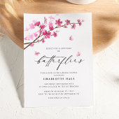 バタフライ チェリー ブルーム ピンク ブライダル シャワー 招待状