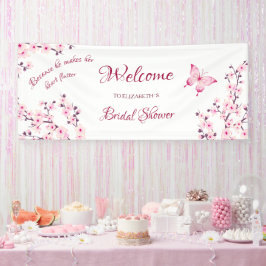 バタフライ チェリー ブルーム ブライズシャワー ウェルカム 横断幕