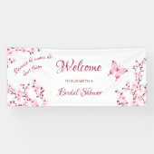 バタフライ チェリー ブルーム ブライズ シャワー ウェルカム 横断幕 (横)