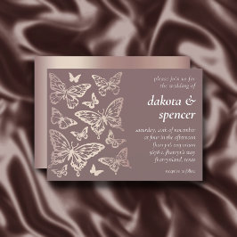 バタフライ チック ウェディング | ブラッシュ ローズ ゴールド メタリック 招待状