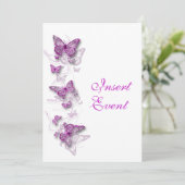 バタフライ テーマ ピンク 白 招待状 (スタンド正面)