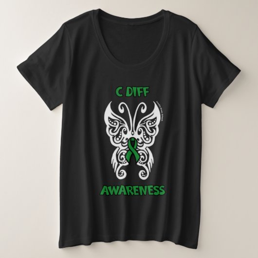 バタフライ/トライバル…C相違 プラスサイズTシャツ (デザイン正面)