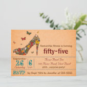 バタフライ ハイヒール 55歳 誕生日 招待状 (スタンド正面)