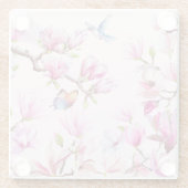 バタフライ&ハミングバードインマグノリア開花コースター ガラスコースター (裏面)