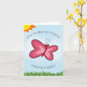 バタフライ ハート カード (黄色い花)