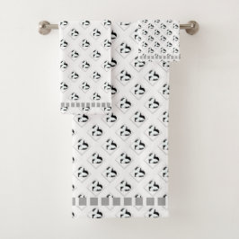 バタフライ ハート トリム ホワイト バスタオルセット