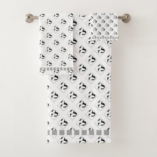 バタフライ ハート トリム ホワイト バス タオル セット (インサイチュ)