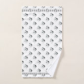 バタフライ ハート トリム ホワイト バス タオル セット (ハンドタオル)