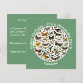 バタフライ バースデー パーティーのためのコラージュアイテム 招待状 (正面/裏面)