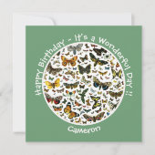 バタフライ バースデー パーティーのためのコラージュアイテム 招待状 (正面)