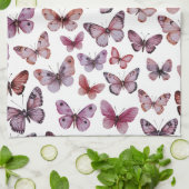 バタフライ パターン 水彩 エレガント かわいい ギフト キッチンタオル (折り畳み)