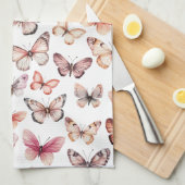 バタフライ パターン 水彩 エレガント かわいい ギフト キッチンタオル (四つ折り)
