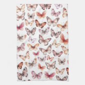 バタフライ パターン 水彩 エレガント かわいい ギフト キッチンタオル (縦)