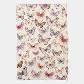 バタフライ パターン 水彩 エレガント かわいい ギフト キッチンタオル (縦)