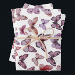 バタフライ パターン 水彩 エレガント かわいい ギフト ラッピングペーパーシート<br><div class="desc">招待状、封入カード、返信住所ラベル、景品、ギフトタグ、ブライズメイド ギフト、感謝のメモ、封筒など、合わせたアイテムも多数ご用意しております！カスタマイズをご希望の場合は、私のプロフィール下の「メッセージ」をクリックしてご連絡ください。</div>