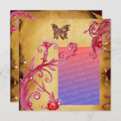 バタフライ パーチメント 結婚式の写真テンプレート 招待状 (正面/裏面)