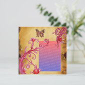 バタフライ パーチメント 結婚式の写真テンプレート 招待状 (スタンド正面)