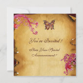 バタフライ パーチメント 結婚式の写真テンプレート 招待状 (裏面)