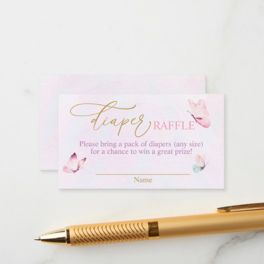 バタフライ パープル ピンク おむつくじ エンクロージャーカード (正面/裏面インサイチュ)