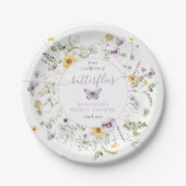 バタフライ パープル フラワー ブライダル シャワー ライフタイム ペーパープレート (正面)