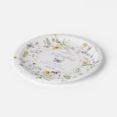 バタフライ パープル フラワー ブライダル シャワー ライフタイム ペーパープレート (アングル)