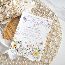 バタフライ パープル フラワー ブライダル シャワー ライフタイム 招待状