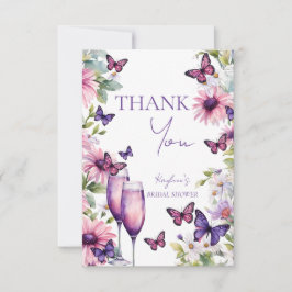 バタフライ パープル ブライダルシャワー サンキューカード