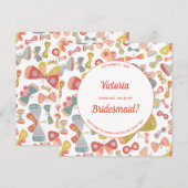バタフライ ピンク グリーン 私のウェディングガールに 招待状 (正面/裏面)