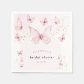 バタフライ ピンク ゴールド ブライダルシャワー スタンダードカクテルナプキン (正面)