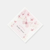 バタフライ ピンク ゴールド ブライダルシャワー スタンダードカクテルナプキン (角)
