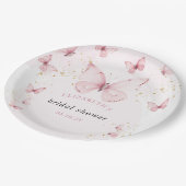 バタフライ ピンク ゴールド ブライダルシャワー ペーパープレート (アングル)
