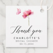 バタフライ ピンク フローラル ブライダル シャワー サンクス フェイバータグ (裏面)