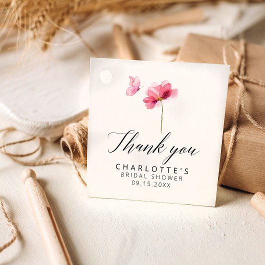 バタフライ ピンク フローラル ブライダル シャワー サンクス フェイバータグ