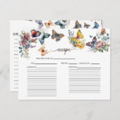 バタフライ フラワル | ブライダル シャワー レシピ カード (正面/裏面)