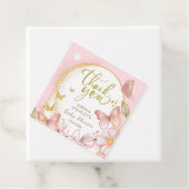 バタフライ&フラワーピンクグリッターガールベビーシャワー フェイバータグ (インサイチュ)